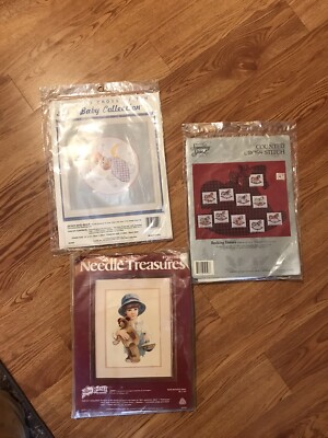 Cross Stitch Design Kits Rocking Horse JCA Baby, Needle Treasures Lot Of 3 READ