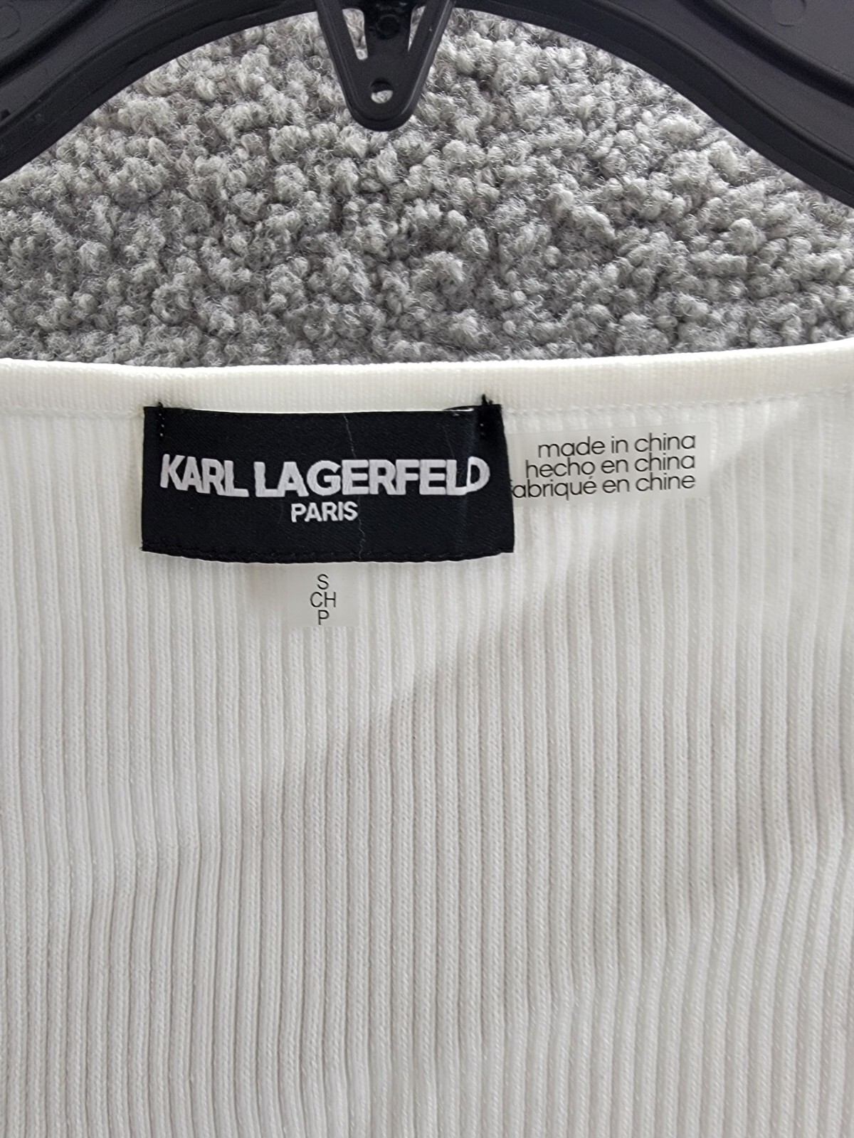 KARL LAGERFELD PARIS Sweetheart-Neck Sweater Women's S Soft White Short Sleeve - Picture 9 of 16