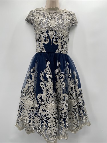パーティードレス GANISONG Lace chichi cotton shirt dress blue Floral Print Mini Shirt Dress in Navy | Chi Chi London UK