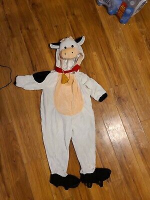 PLUSH COW HOODED JUMPSUIT COSTUME 2T-3T BLACK WHITE TODDLER HALLOWEEN