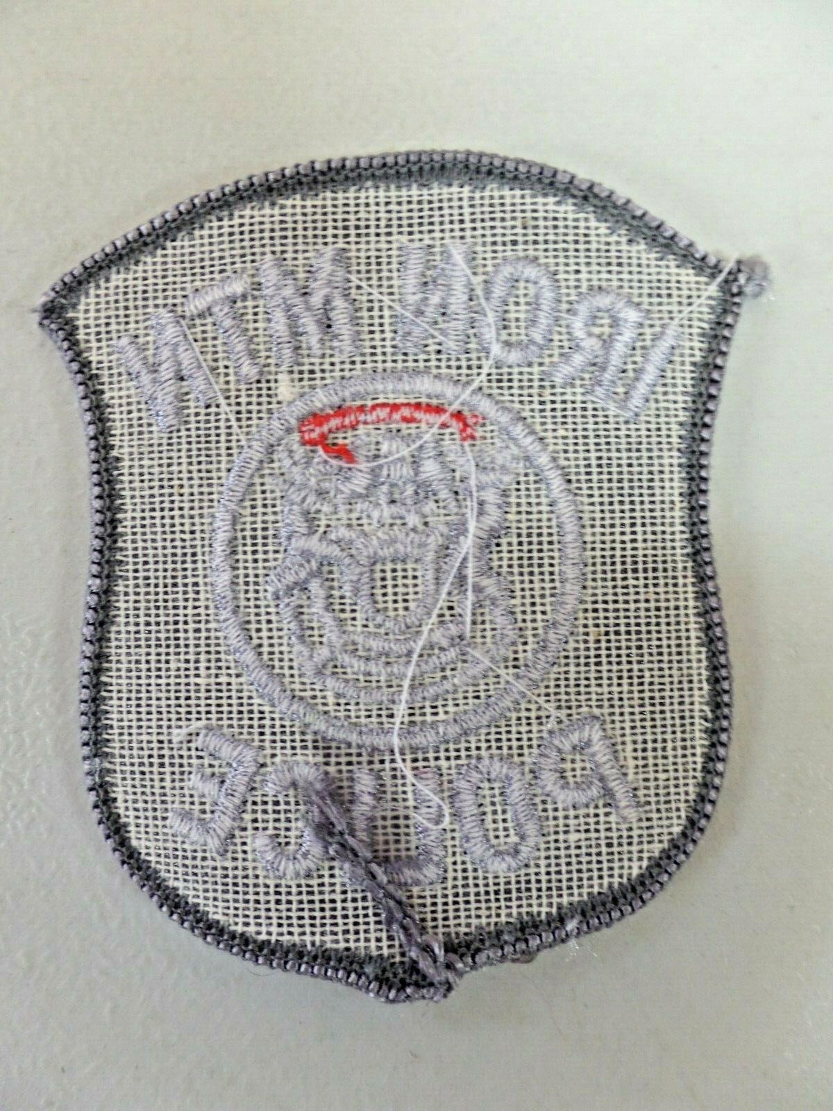 Vintage Iron Mtn Police Patch Michigan Embroidered Black with Gray 4364