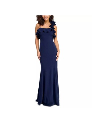CITY STUDIO Womens Navy Padded Bust Back Drape Sleeveless Gown Dress Juniors 3\4