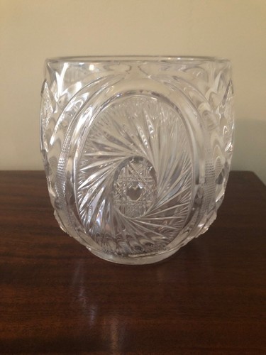 Amazing Antique Unique Rare Size 6.5 X 6 Cut Glass Oval Vase