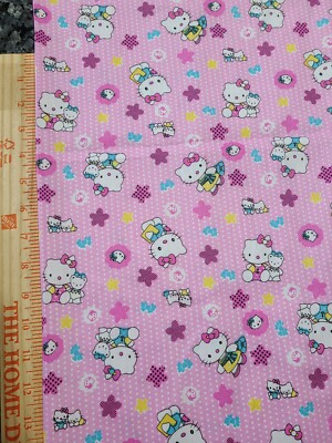 Hello Kitty Cotton Fabric 58'' Wide By The Yard By Emijane