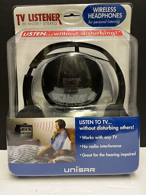 NEW Unisar TV Listener Wireless Cordless Headphones Hi Mode Stereo TV777