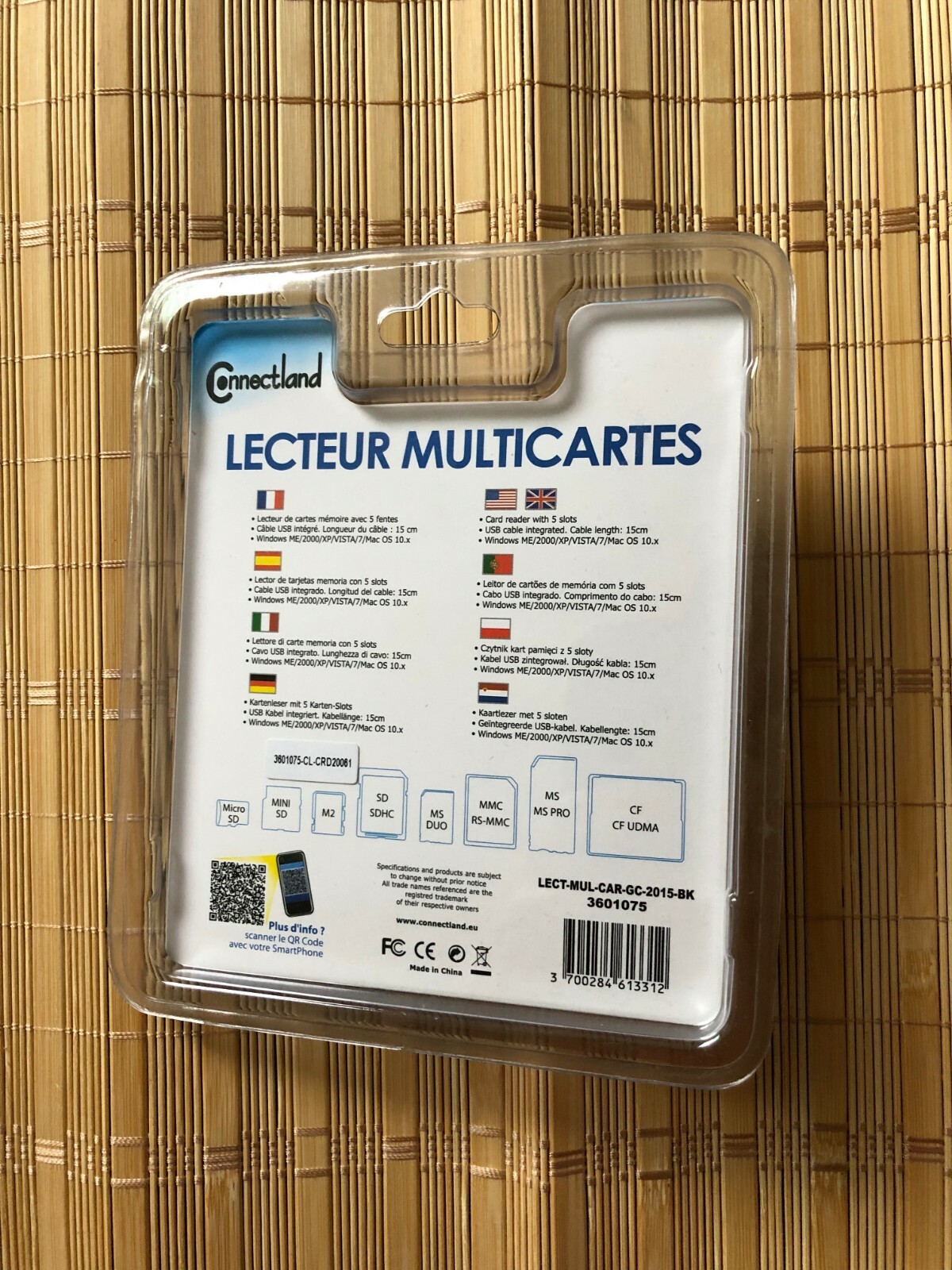 Connectland 2.0 USB Multi Slot Memory Card Reader NEW in Package Black