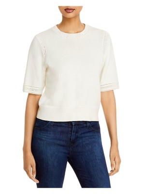 Женский белый свитер с круглым вырезом и рукавом до локтя JOIE Womens XS