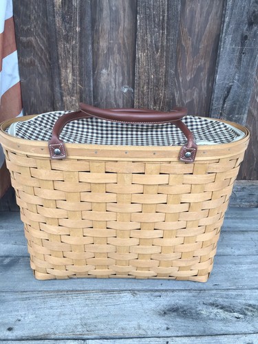 Longaberger Extra Large Boardwalk Basket Khaki Check Liner Protector