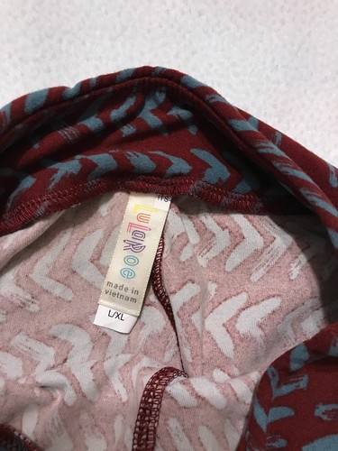 NEW Lularoe Kids Leggings Size L/XL Maroon & Blue Pattern