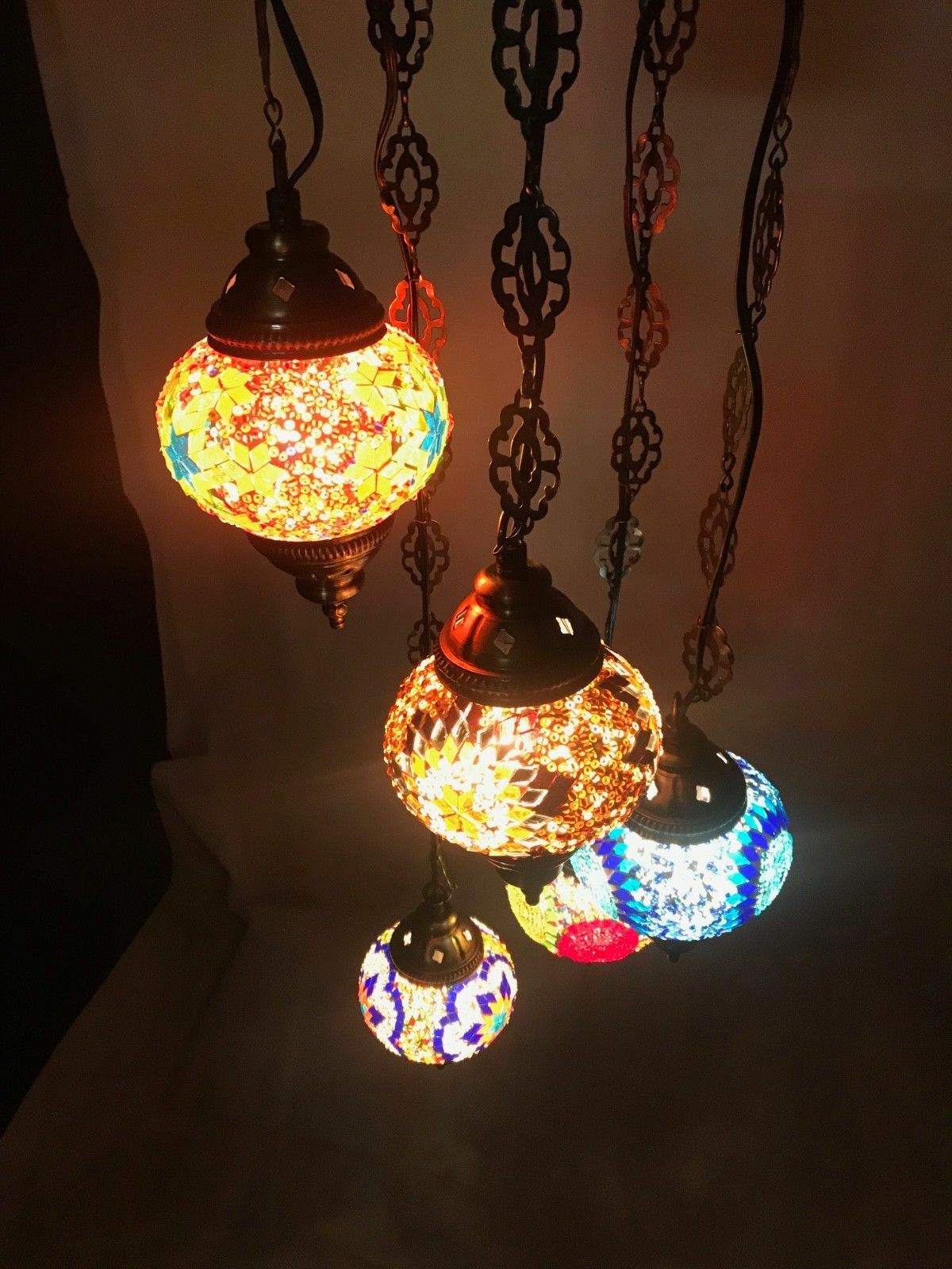 Details About Turkish Moroccan Style Mosaic Multicolour Hanging Ceiling Lamp Light 5 Uk