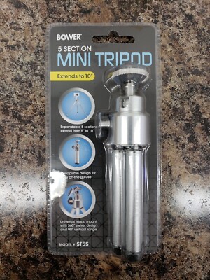 NEW BOWER ST5S / 5 Section Mini Tripod / Extends to 10''