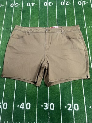 NWT Faded Glory Women s Plus Khaki Chino Shorts Size 26W Stretch Comfort Casual