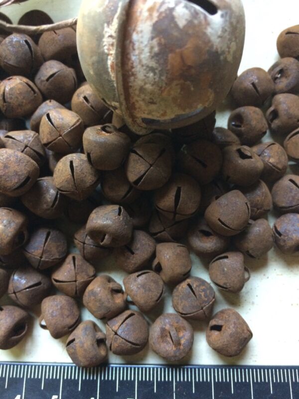 48~ Primitive Rusty Rust JINGLE BELLS Bell 12mm 1/2" in .47" Christmas Crafts *