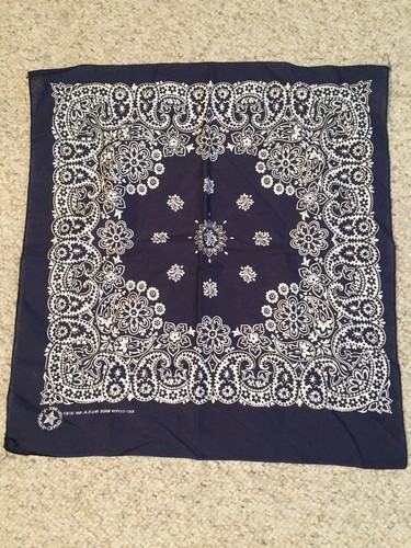 Lot of 2 Vintage Bandanas Made in USA Navy Blue Lavender Purple