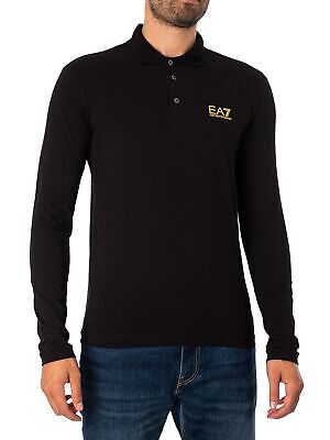 Мужская трикотажная рубашка-поло с длинными рукавами EA7, черная
