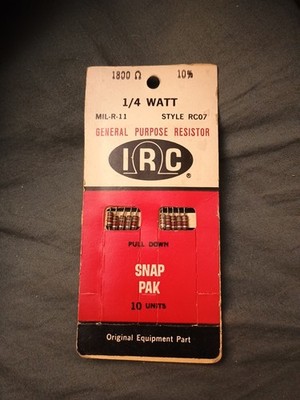A Vintage NOS IRC - 1.8K 1800 Ohm - Resistor 1/4 Watt 10% Carbon Comp Mil-R-11 