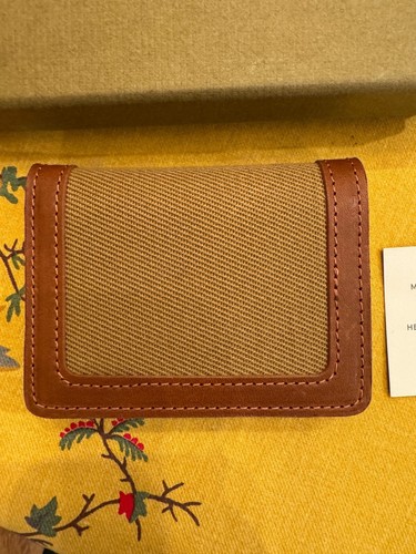 New! $105 Filson Outfitter Card Wallet. Leather & Tan Rugged Twill. Made in USA