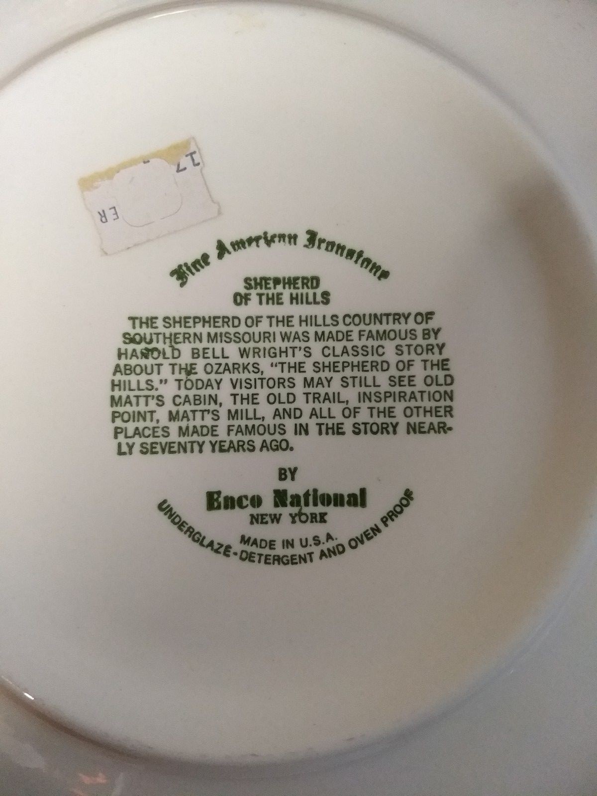 vintage shepherd of the hills Missouri  plate