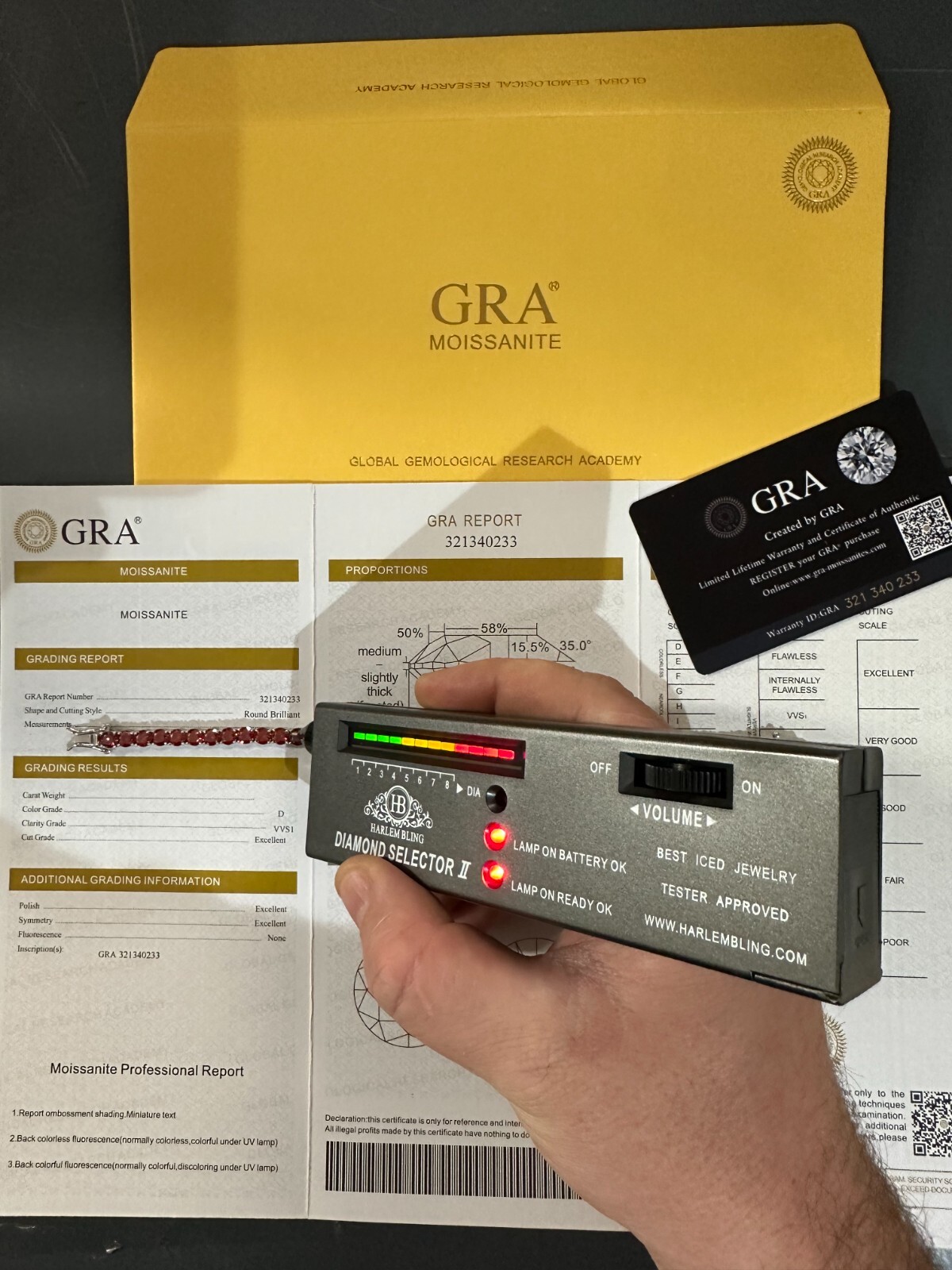 Pre-owned Silver Real Iced Ruby Red Moissanite 5mm Tennis Bracelet 925  Pass Diamond Test