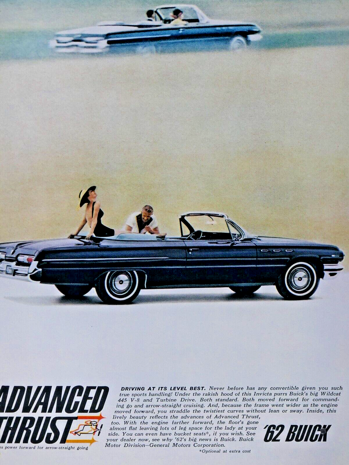 1962 Buick LeSabre Invicta Convertible Blue Vintage Original Print