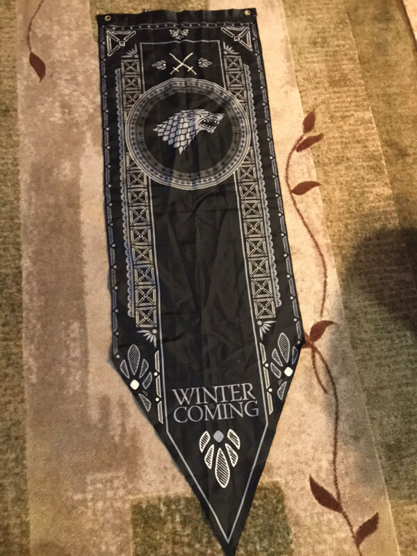 Winter Is Coming Game Of Thrones Banner Pennant Wall Hanging 60” X 19” Stark Sig