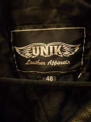 Vintage Leather Biker Motorcycle Jacket Mens Black Punk Classic UNIK Size 48