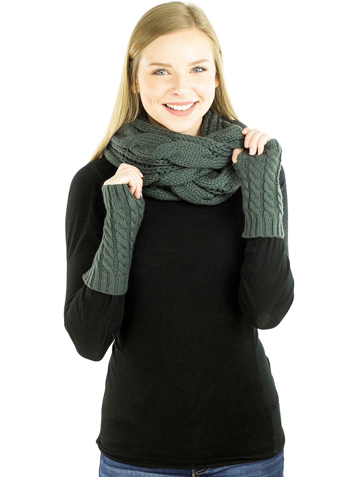 Exotic Identity Women's Cable Knit, 2 Piece 'Flurry' Gift Set - Infinity Scar