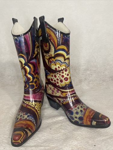 Nomad Corky Women Rubber Rain Boots Yippee Western Cowboy BOHO Chic Size 7  | eBay