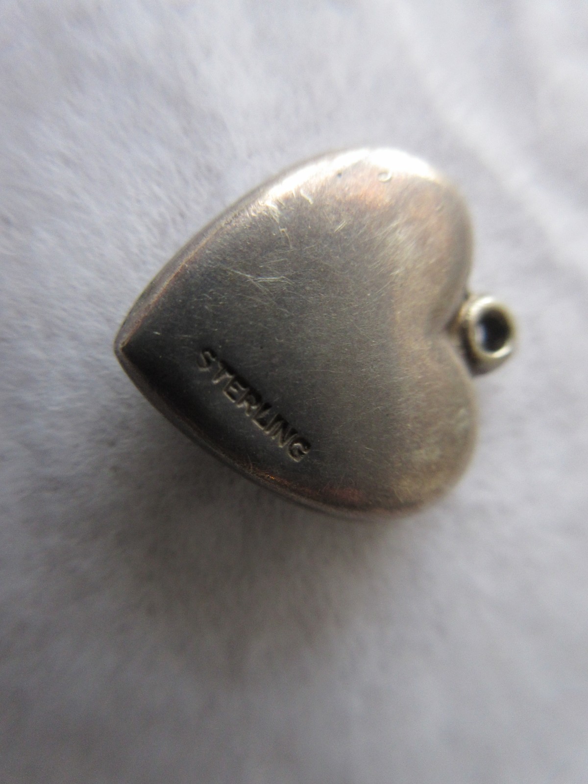 Vintage Sterling Bracelet Charm Puffy Heart Mint Green Guilloche Enamel Charm