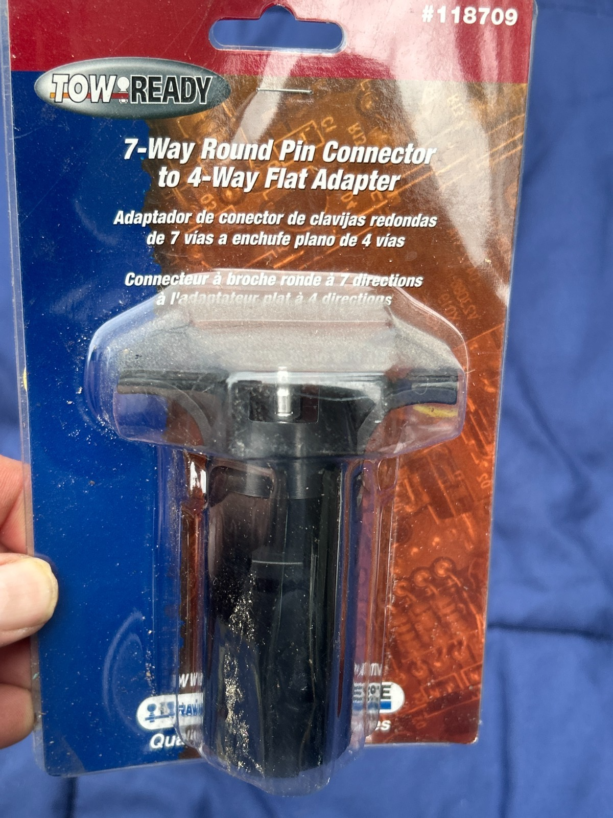 Tow Ready 118709 7-Way Round Pin to 4-Flat Adapter, black