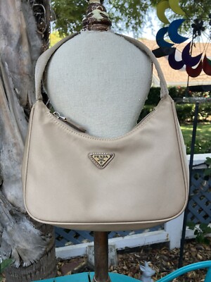 PRADA Re-Edition 2000 Nylon Mini Bag Tan/Beige #175 Milano Italy