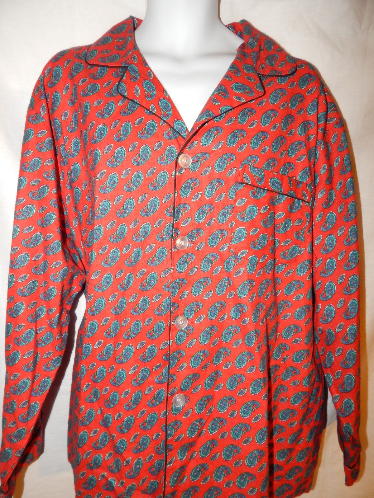 Sleep Set Coleman XL Bottoms Pants Shirt Red Green Paisley Flannel Mens M94