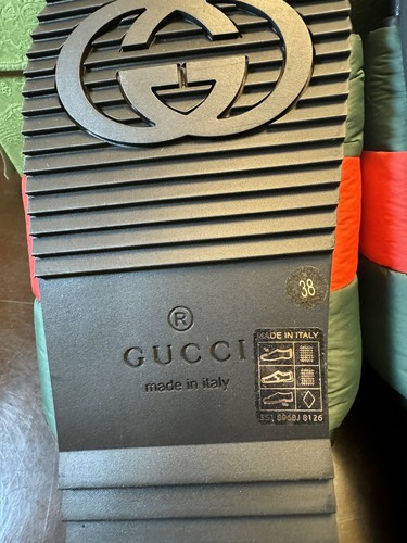 Pre-owned Gucci Logo Colors Padded Slide Sandals Size 38 / Us 8 In Multicolor