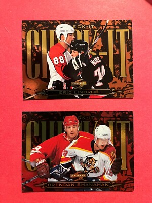 1997-98 Score CHECK IT Eric Lindros #1 & Brendan Shanahan #3 - Both Cards