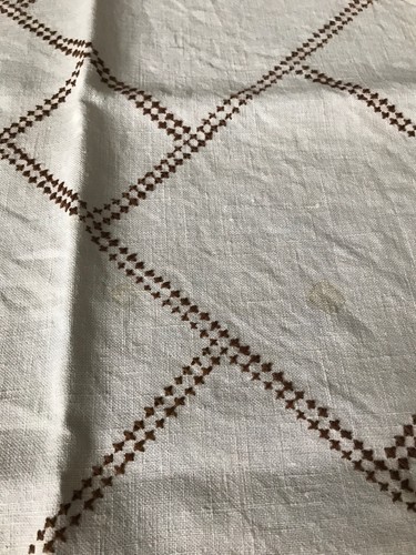 Vintage Cross Stitched Tablecloth 33 X 33