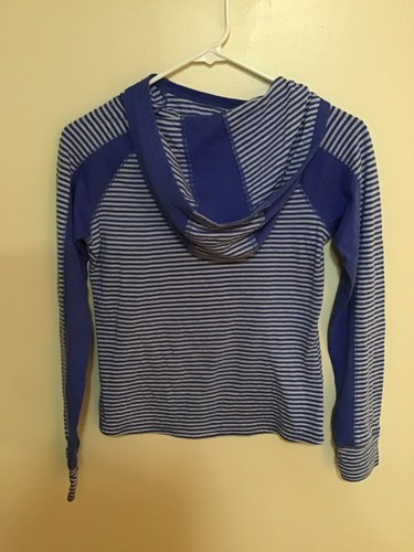 LL Bean Girls Pullover Blue & White Longsleeved Hoodie Size M(10-12)