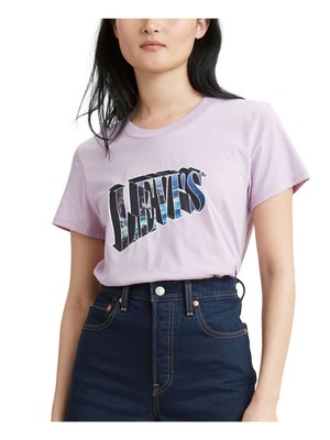 

Розовый женский топ с круглым вырезом с короткими рукавами LEVIS