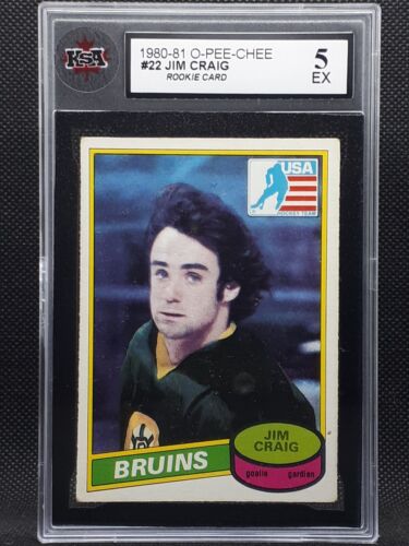 1980-81 OPC O-pee-chee #22 NHL Hockey Jim Craig Rookie Card KSA 5 EX. rookie card picture