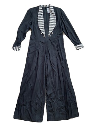 Vintage 90 s Jeffrey & Dara One Piece Wide Leg Romper Woman Size 12 Black White