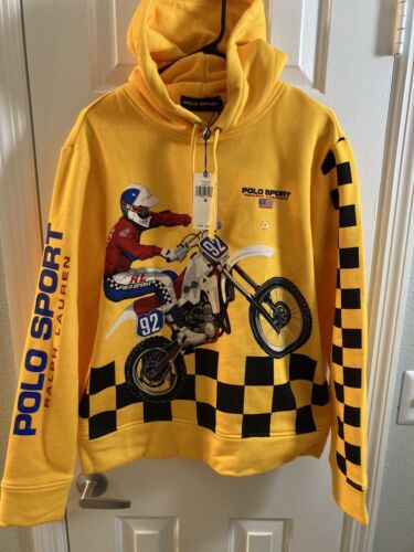 Polo Sport Ralph Lauren Motocross Print Hoodie Yellow Men Sz Polo Sport Ralph Lauren Motocross Print Hoodie Yellow Men Sz