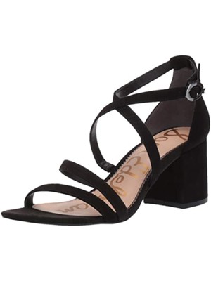 

SAM EDELMAN Женские черные кожаные сандалии Stacie на блочном каблуке с ремешками и подкладкой, размер 8,5 м, Черный, STACIE