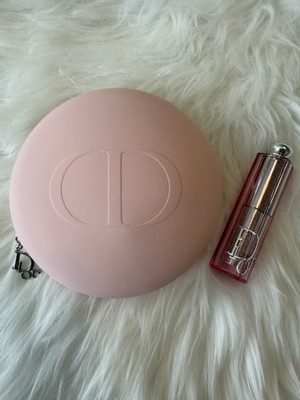 CHRISTIAN DIOR ROUND POUCH SILICONE PINK CD Logo NIB GWP VIP