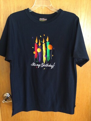 B-Wear Sportswear Women s Embroidered  It s My Birthday  Tee ~M ~Cotton/Poly~New