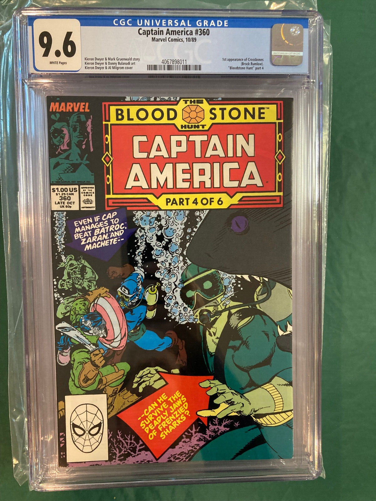 CAPTAIN AMERICA #360 (Marvel, 1989) CGC Graded 9.6 ~ 1ST