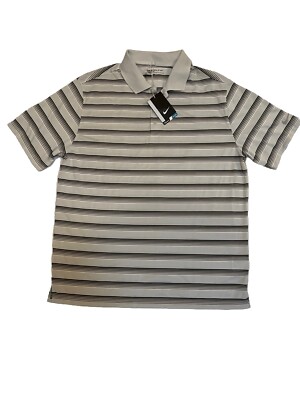 Nike Golf Polo Mens Large Dri FIT Tech Vent Grey Stripe 818048 043
