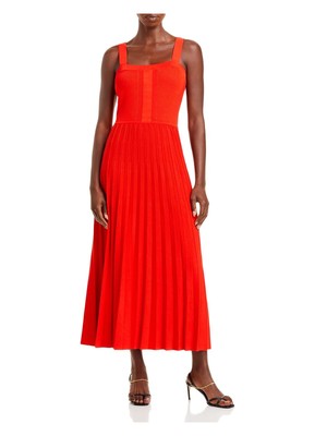 

JASON WU Женский красный пуловер без подкладки без рукавов Midi Fit + Flare Dress