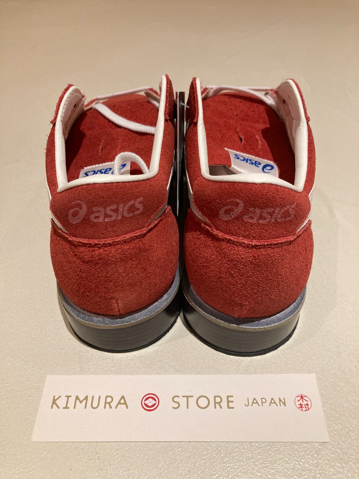 Pre-owned Asics 【limited Stock】 Weight Lifting Shoes Red White Natural Leather Tow727