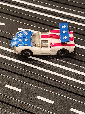 TYCO Lighted Chaparral 2D Red White Blue Stars Stripes HO Slot Car Runs Lights 