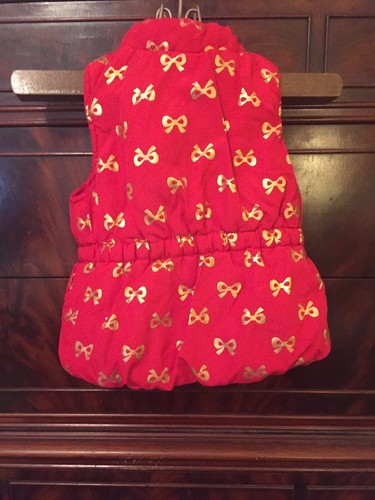 Healthtex Baby Size 12mo Girls Puffer Red Ribbon Vest ~