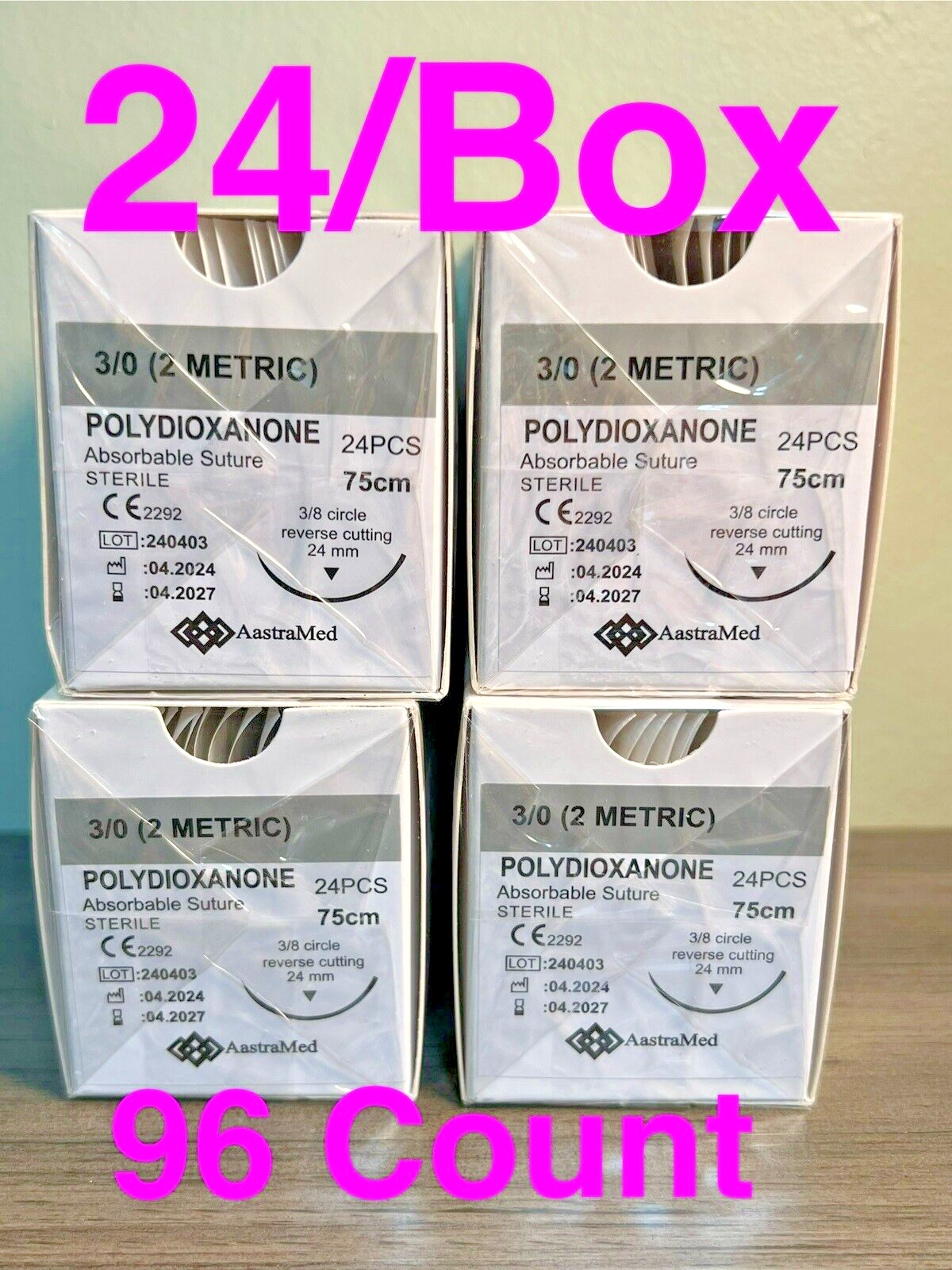 3/0 PDO PDS Veterinary Surgical Suture Dental 96 count